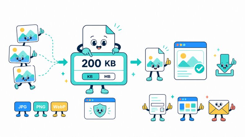 Resize images to a target file size in KB or MB
